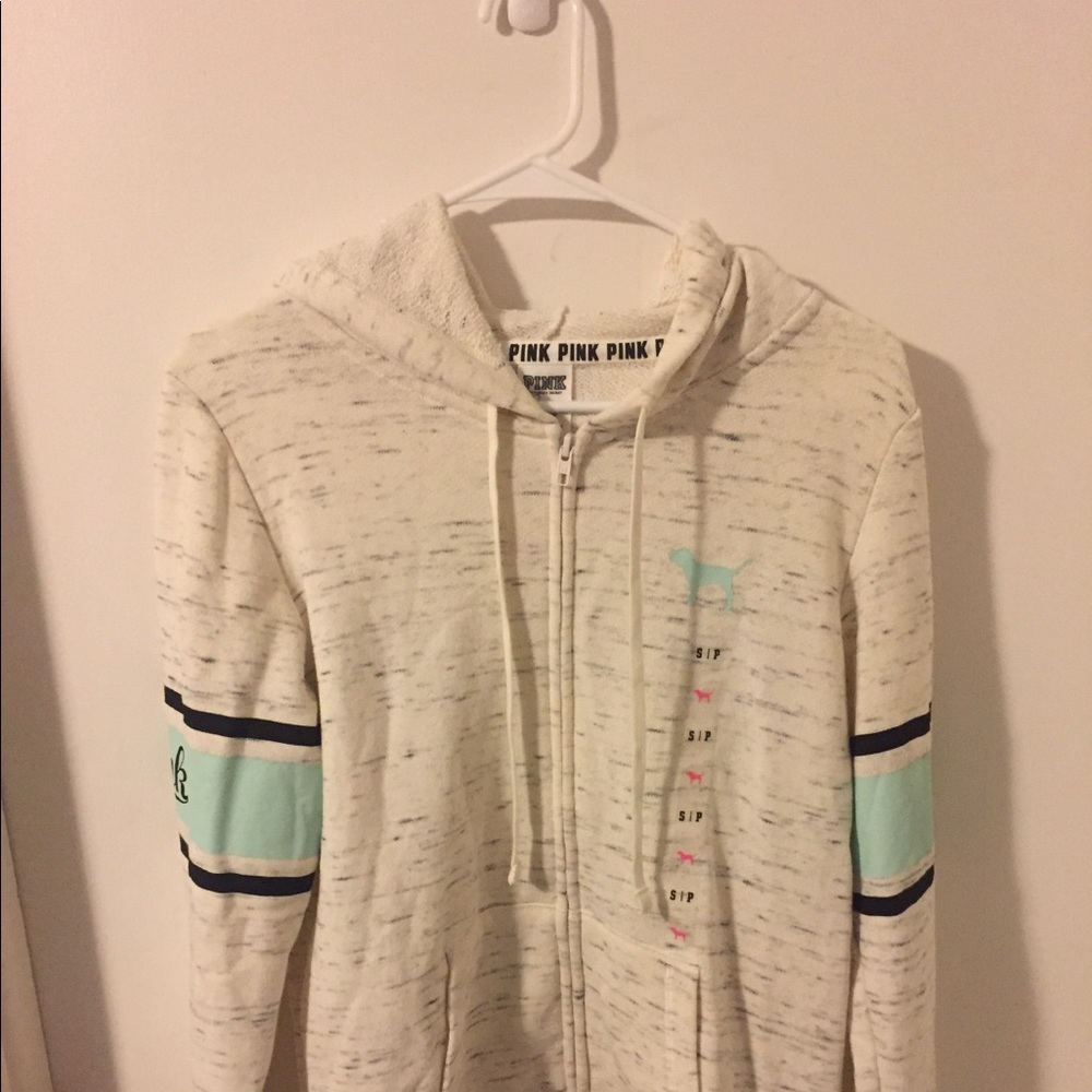 Pink Victoria Secret White Sweatshirt